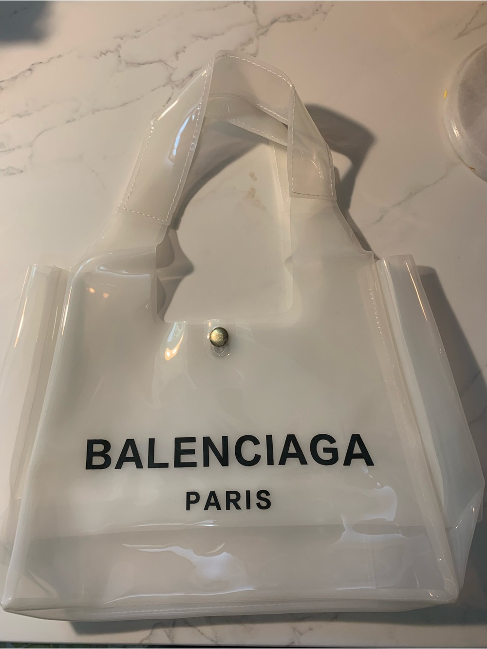 Paris White Transparent Unisex Tote Bag. Almost Clear Tote. B
